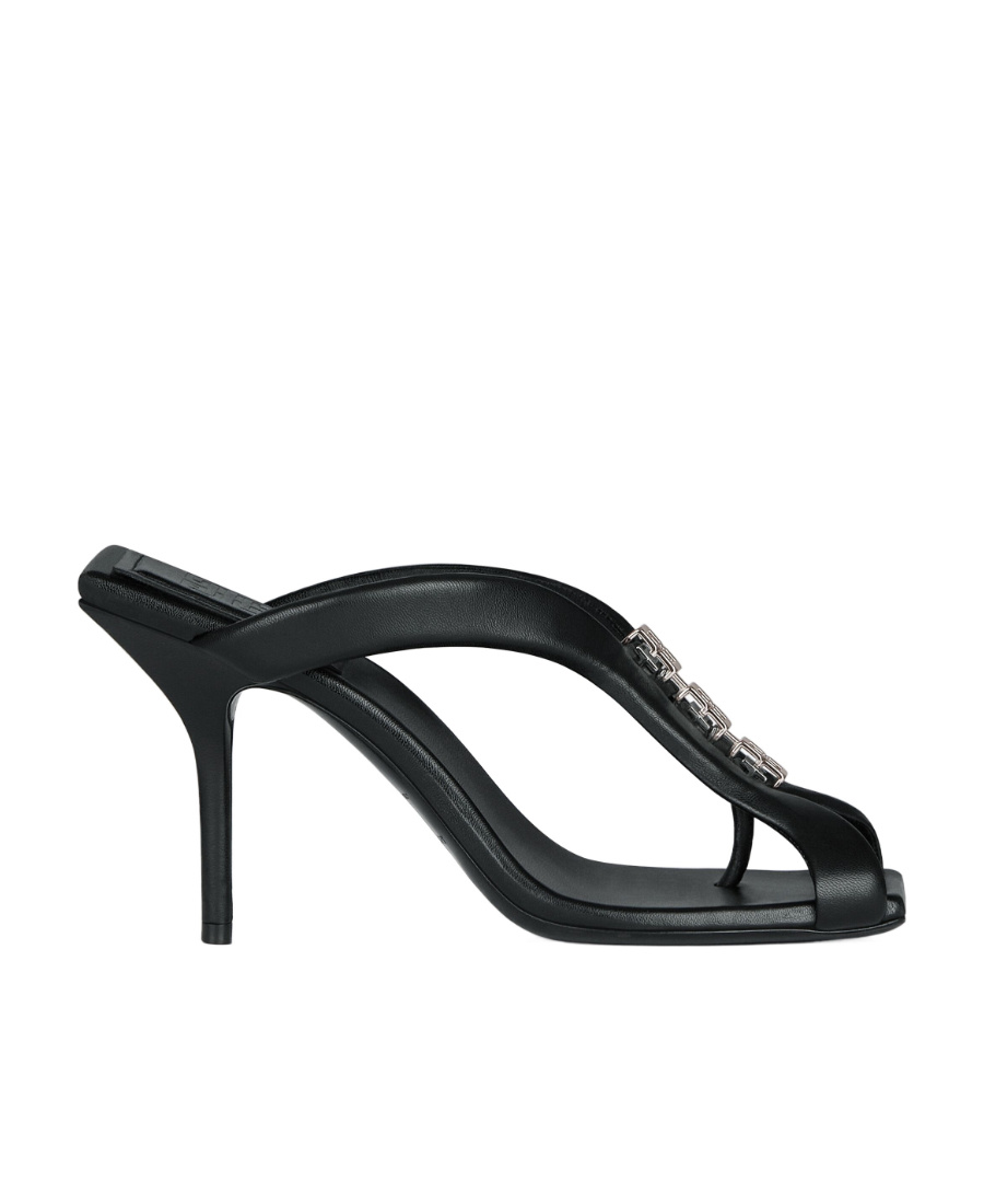 Givenchy G Woven Thong Sandals In Leather In Black