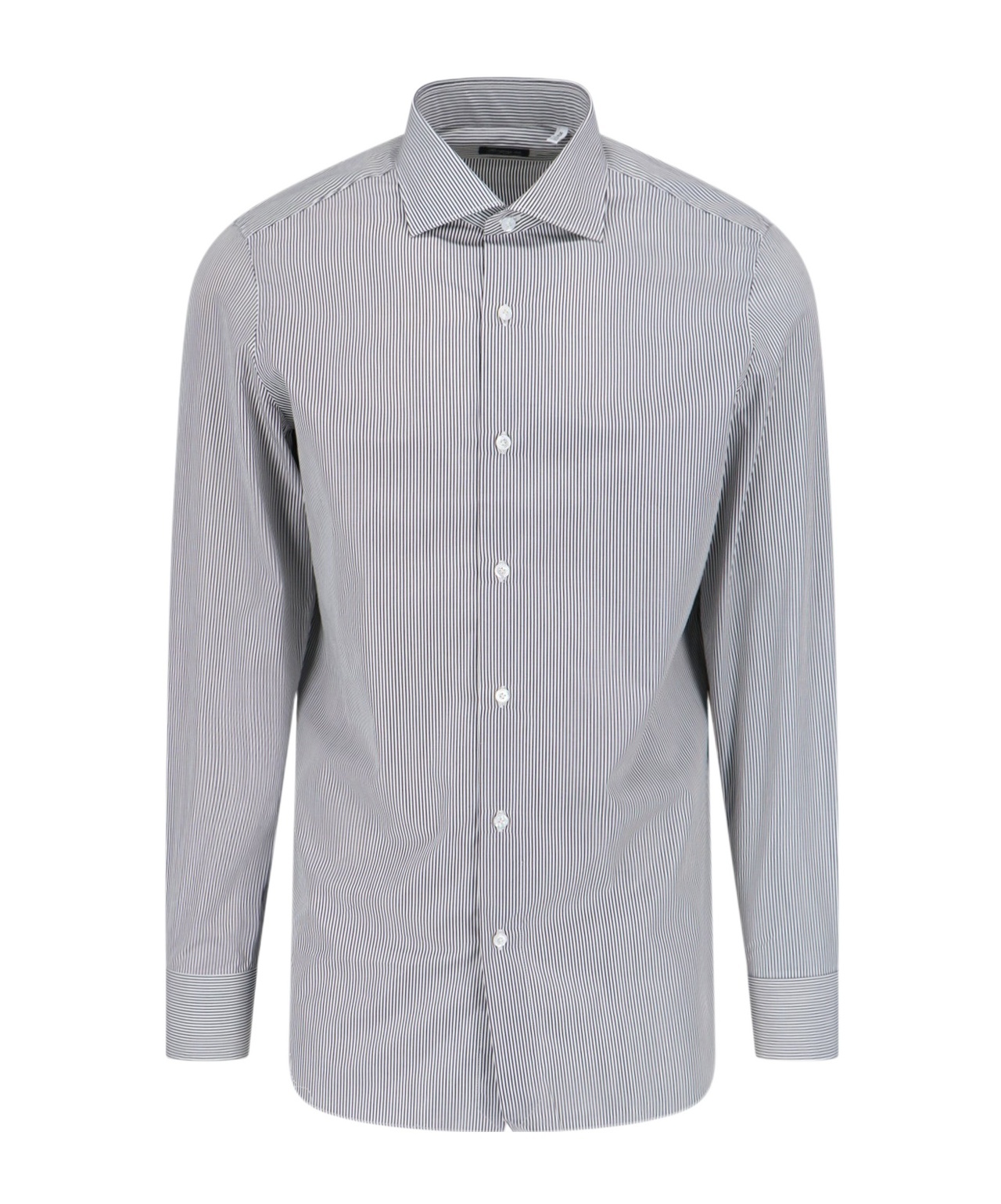 Shop Finamore 1925 Napoli Finamore 1925 Striped Dress Shirt In Gray