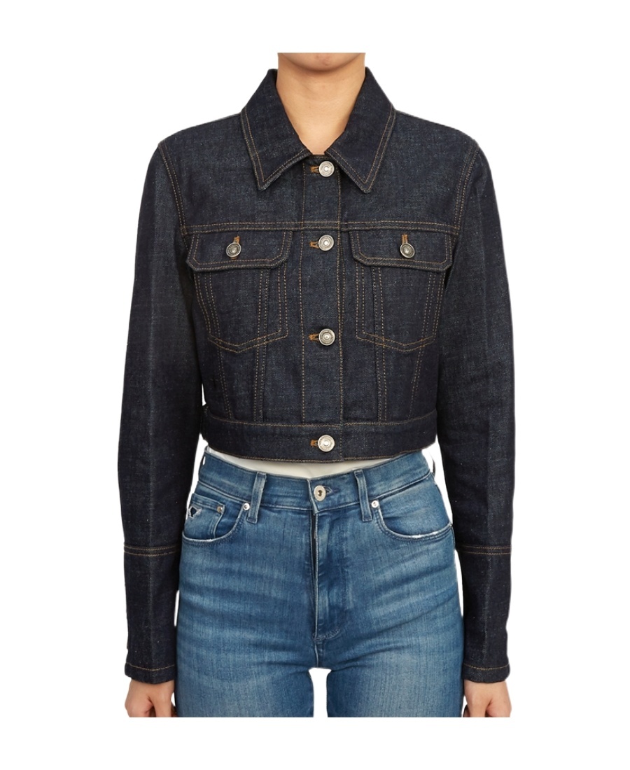 Dior Long-sleeved Denim Coat In Black