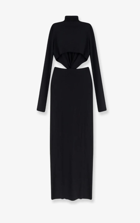 Amazuìn Lara Plunge Long-sleeve Dress In Black