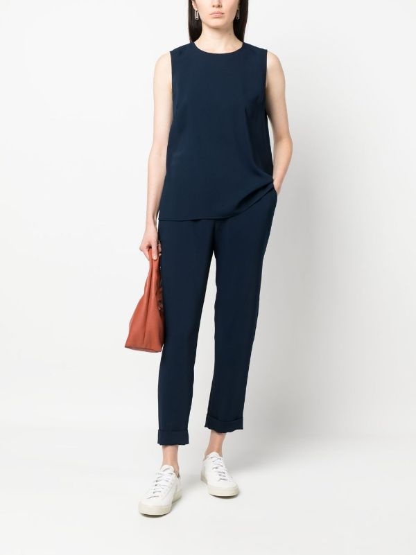Shop P.a.r.o.s.h Elasticated-waist Tapered Trousers In Black