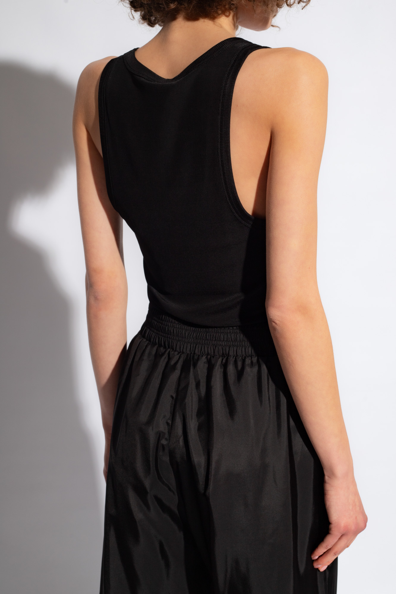 Shop Fabiana Filippi Fine-ribbed Tank Top In Black