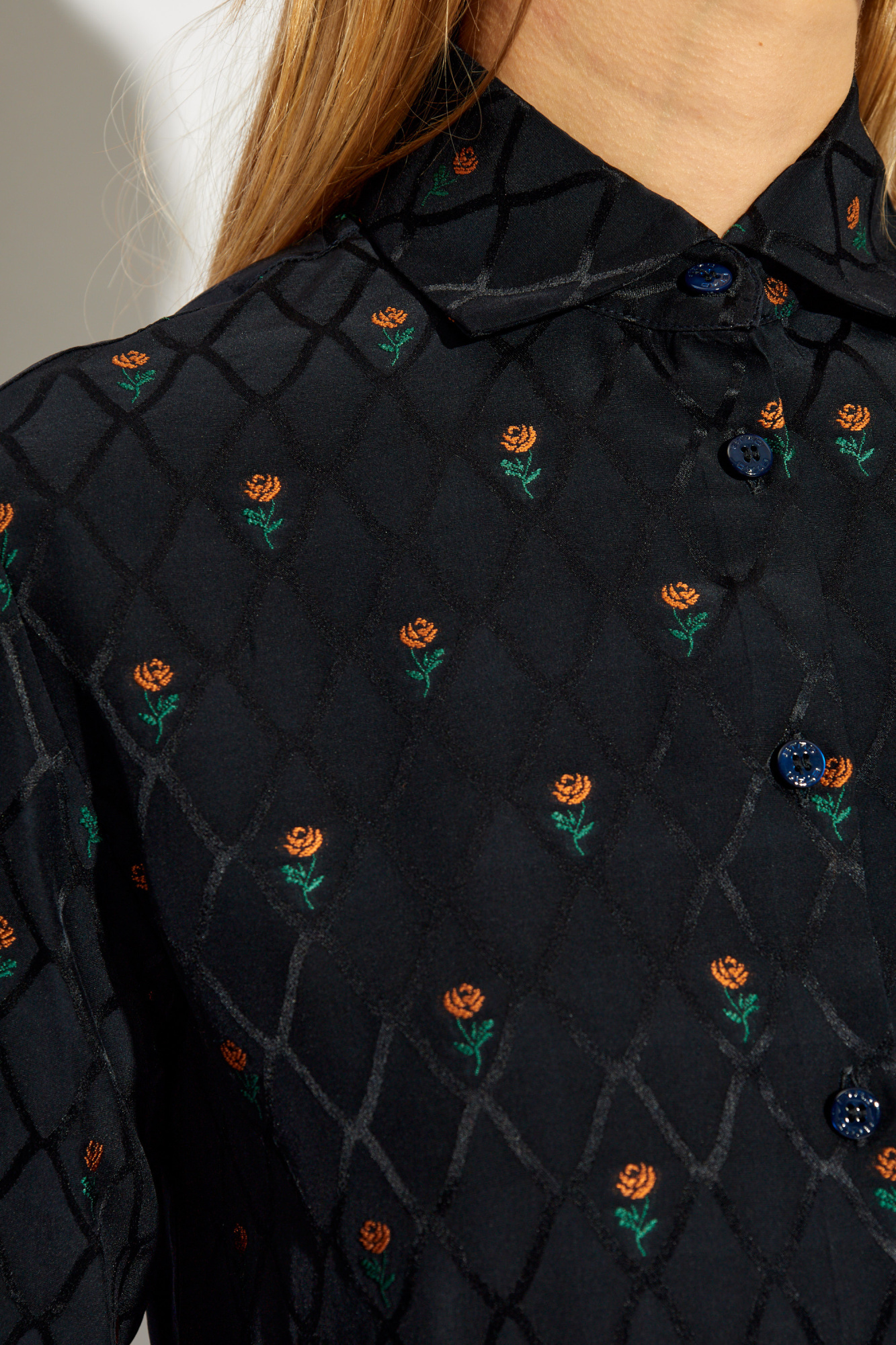 Etro Floral Diamond Grid Shirt In Black