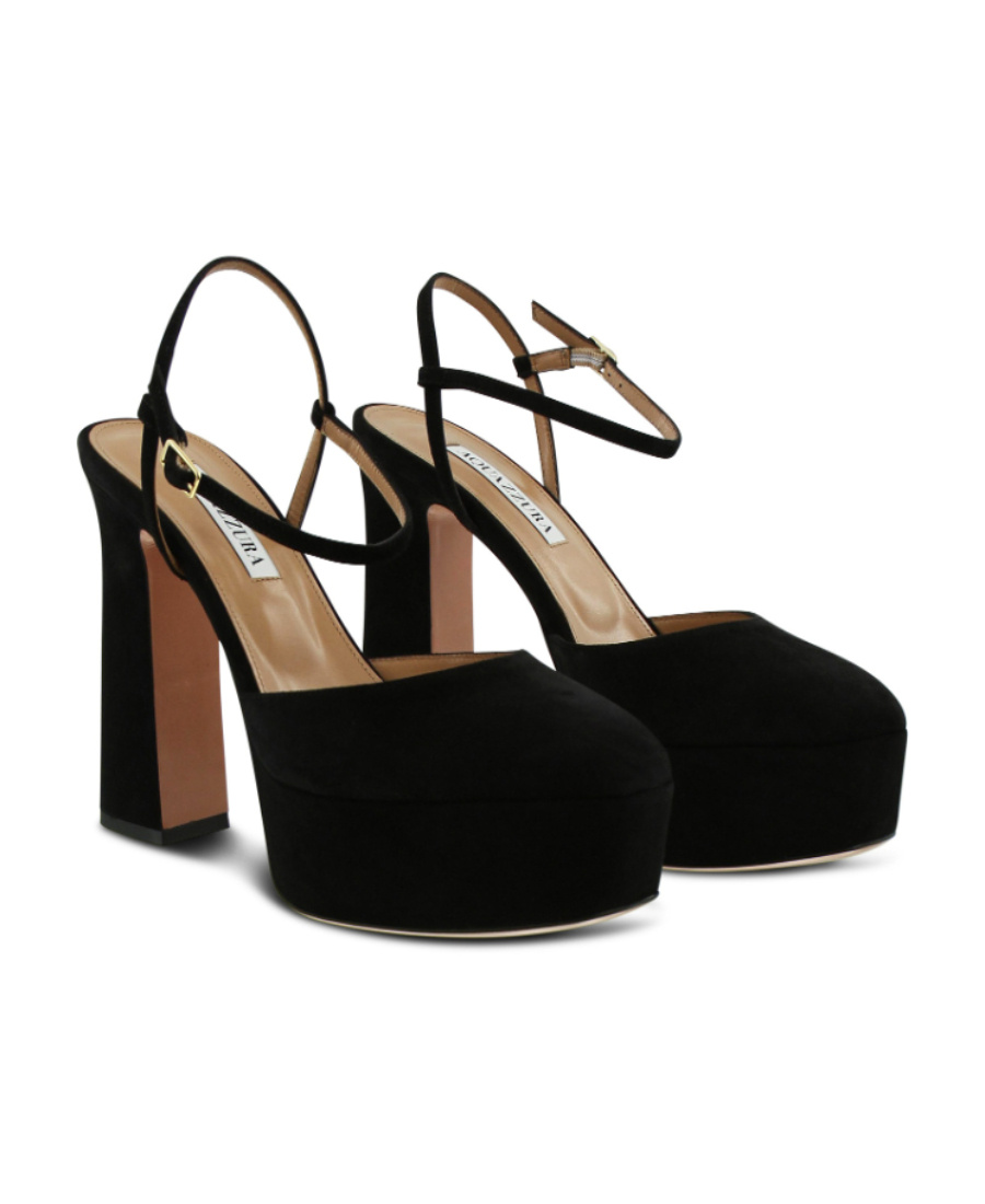 Aquazzura 130mm Groove Leather Shoes In Black