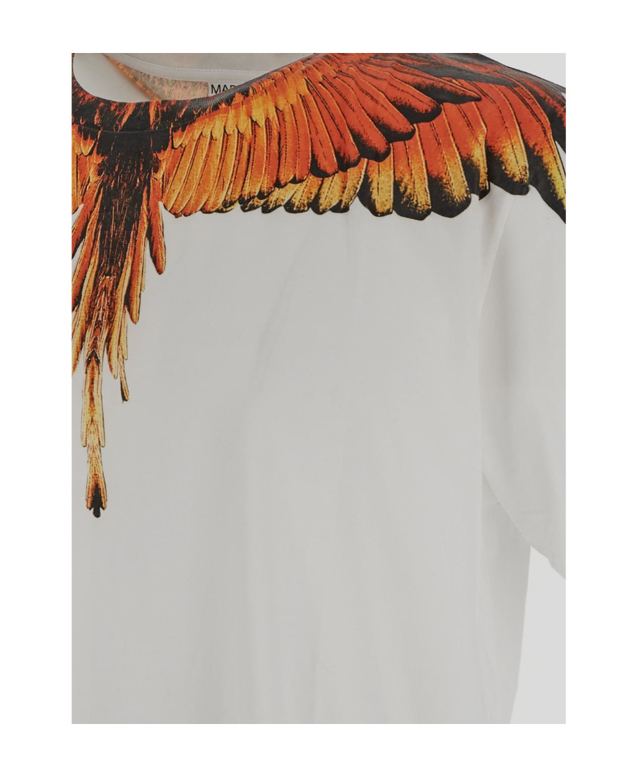 Marcelo Burlon County Of Milan Feather-print Short-sleeve T-shirt In Gray