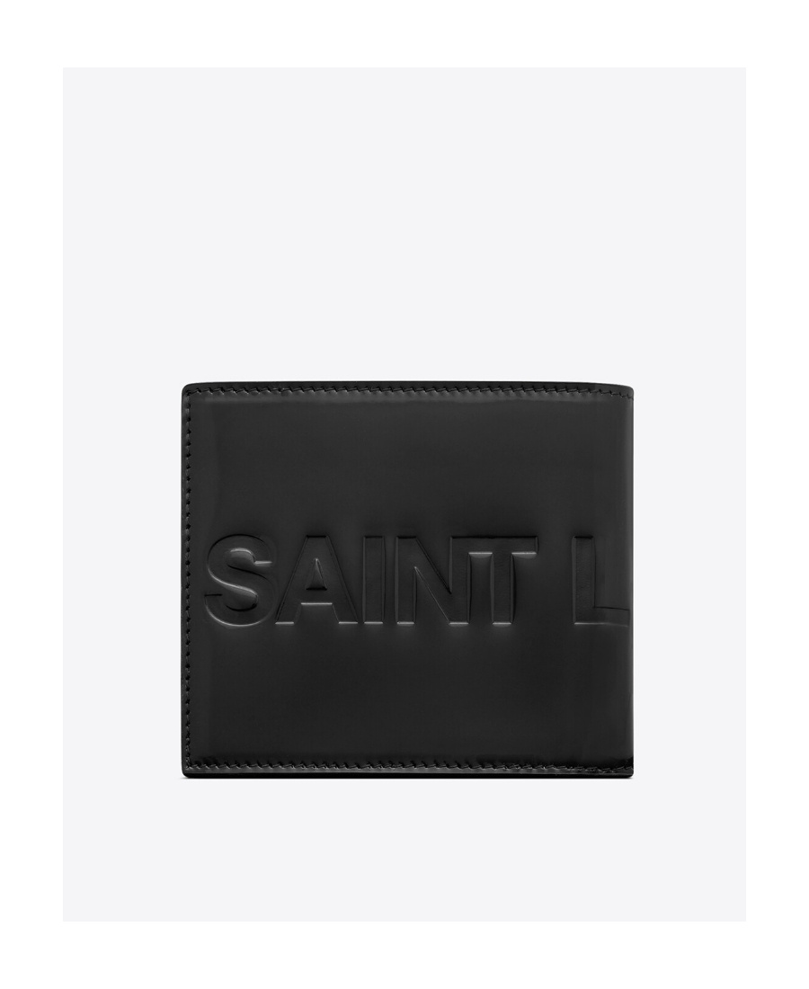 Saint Laurent East/west Wallet In Brushed Leather In Black