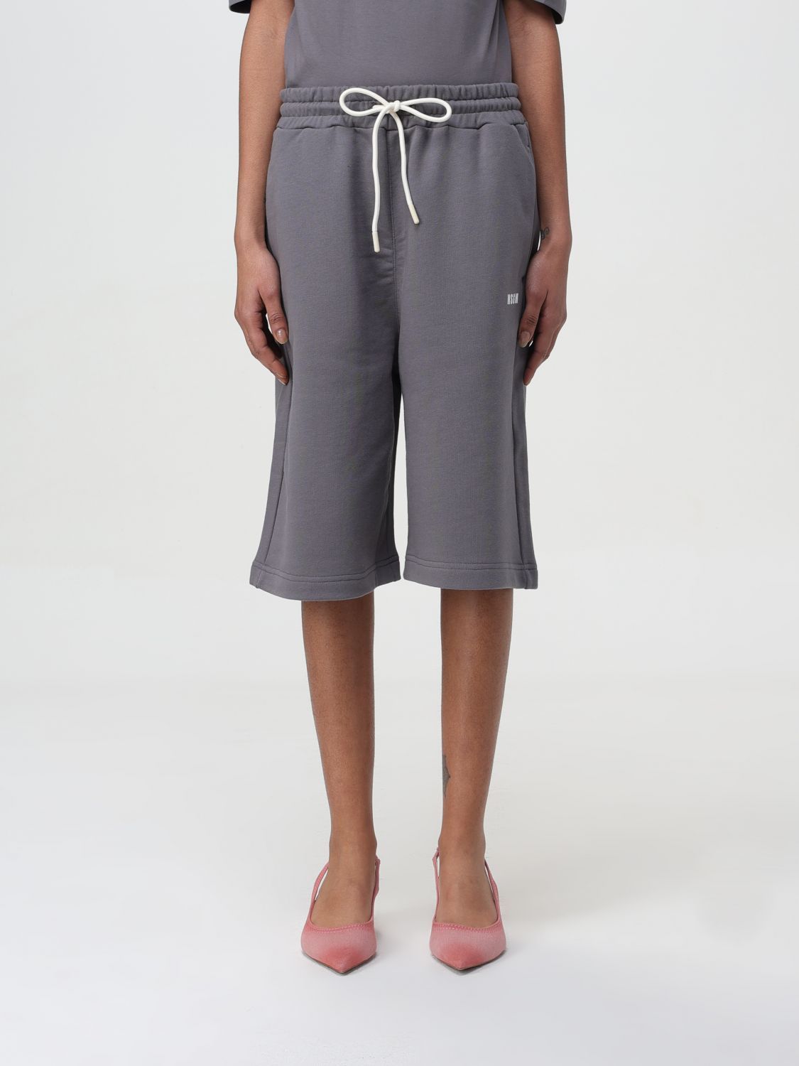 Msgm Drawstring Track Shorts In Gray