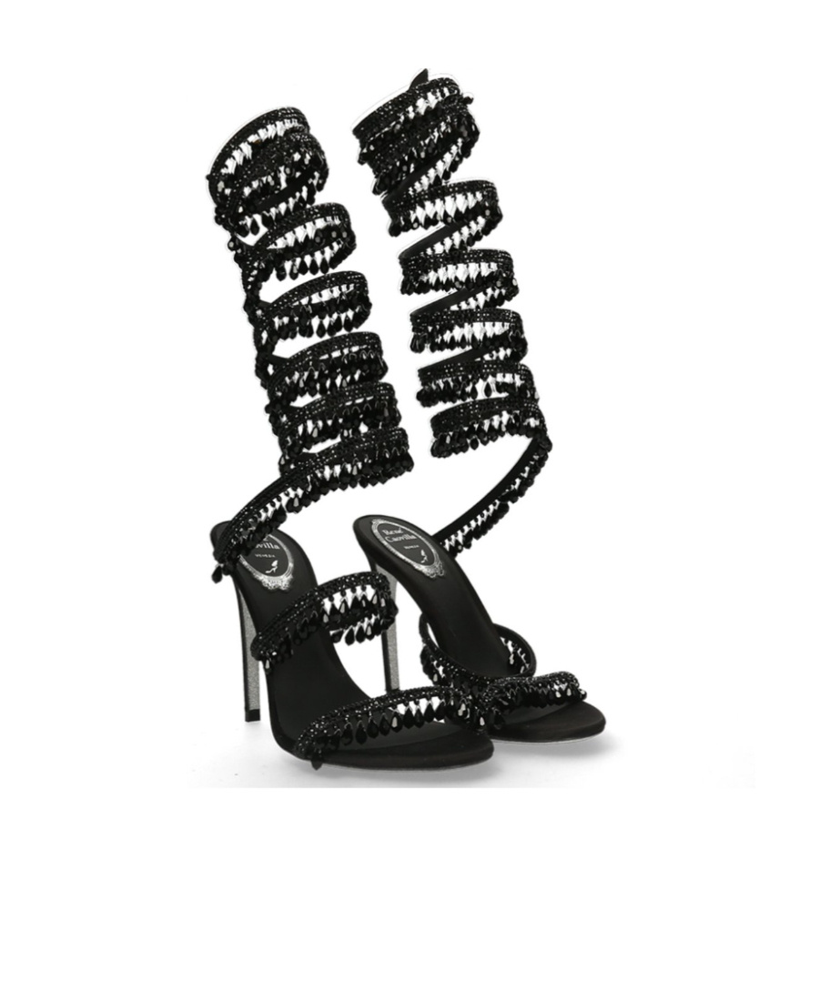 René Caovilla Open-toed High-heeled Sandals In Black