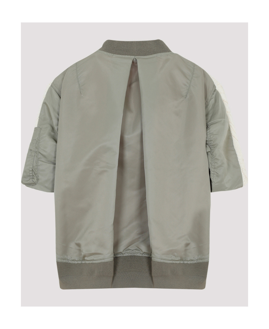 SACAI SHORT-SLEEVED PANELLED KNITTED TOP