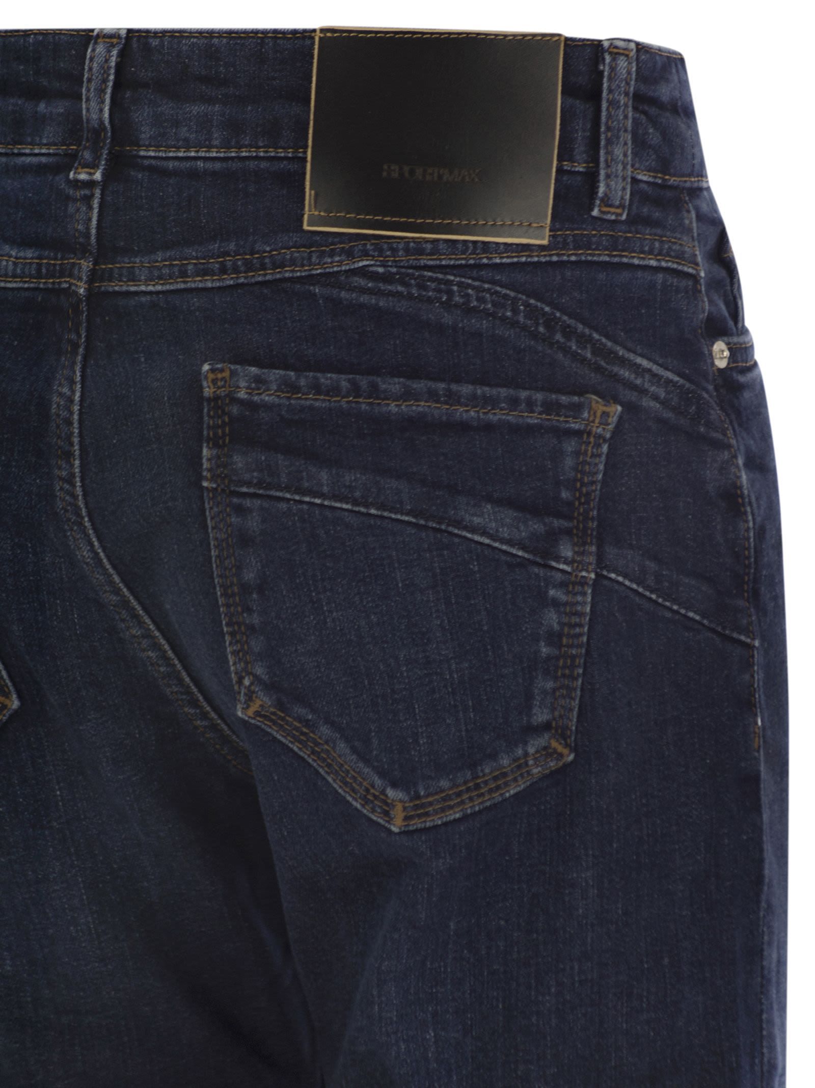 Sportmax Denim Trousers With Back Pockets And Contrast Stitching In Black