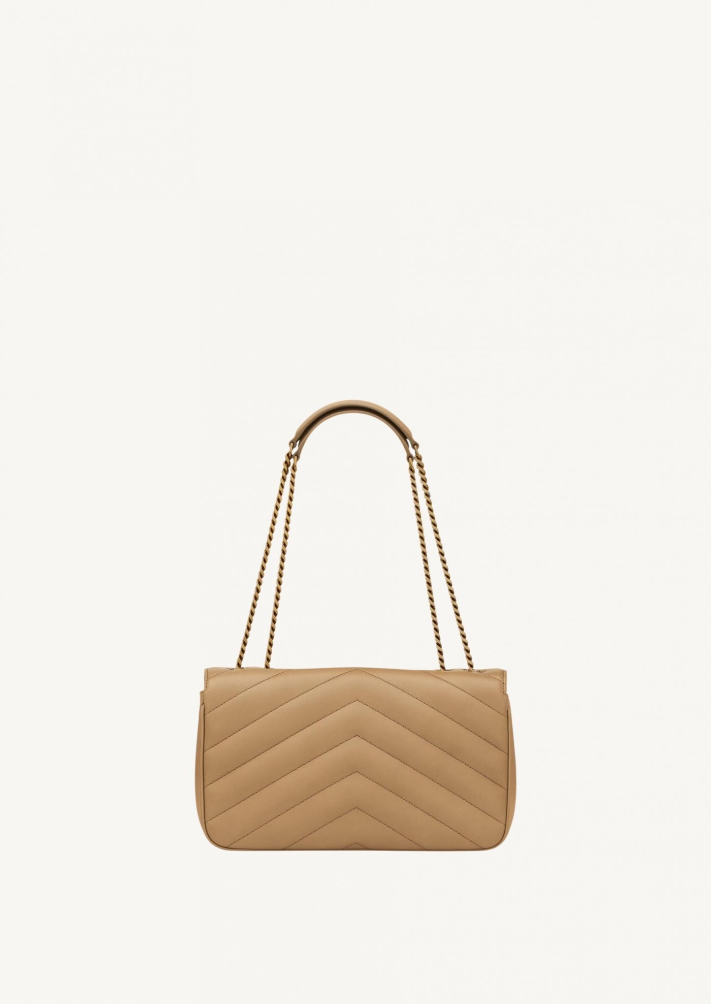 Saint Laurent Loulou Medium In Beige And Gold Quilted Leather In Brown