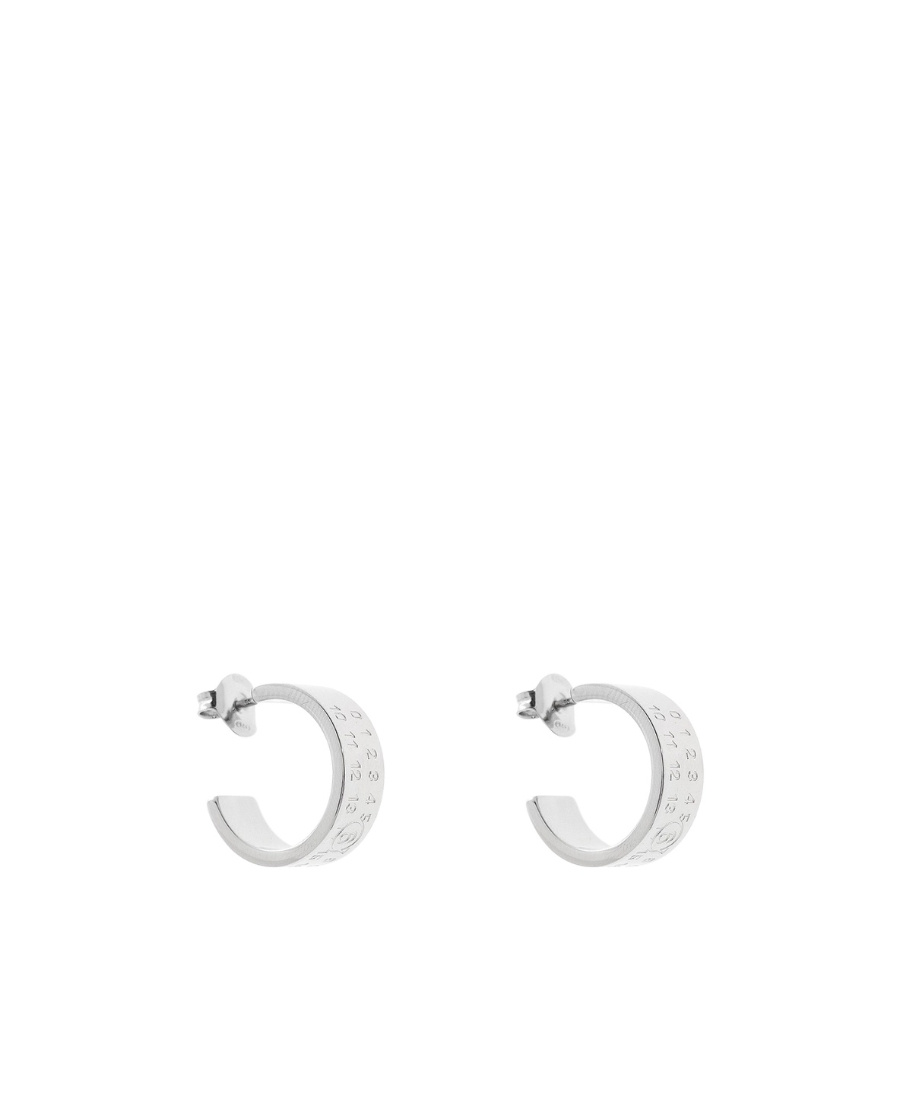 Mm6 Maison Margiela Logo Engraved Hoop Earrings In White