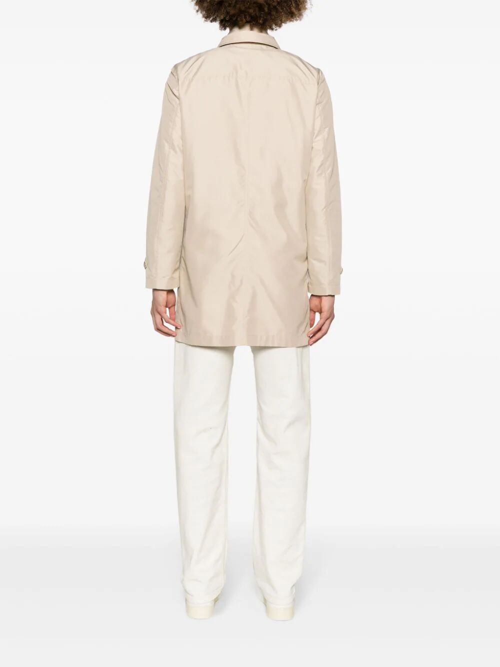 Fay Morning Long Jacket Side Pockets Point Collar In Nude