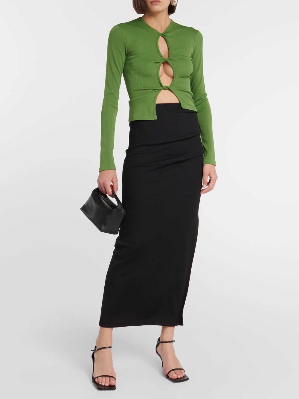 Christopher Esber Open Twist Ribbed-knit Maxi Skirt In Black