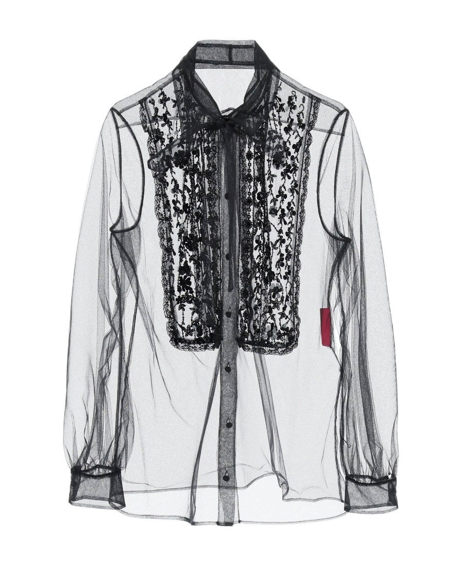 VALENTINO LACE-EMBROIDERED SHEER TOP