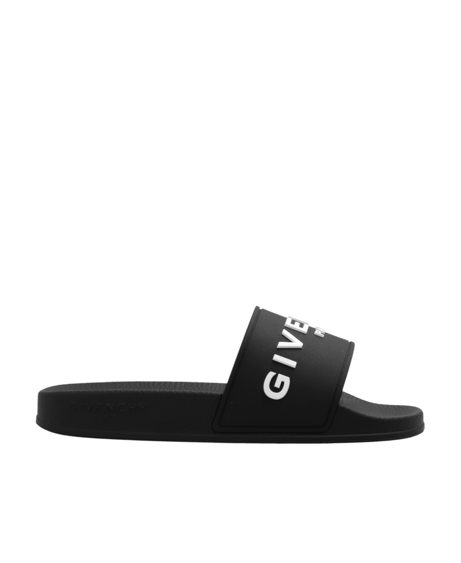 Shop Givenchy Slide Flat Sandals In Recycled Rubber In Black