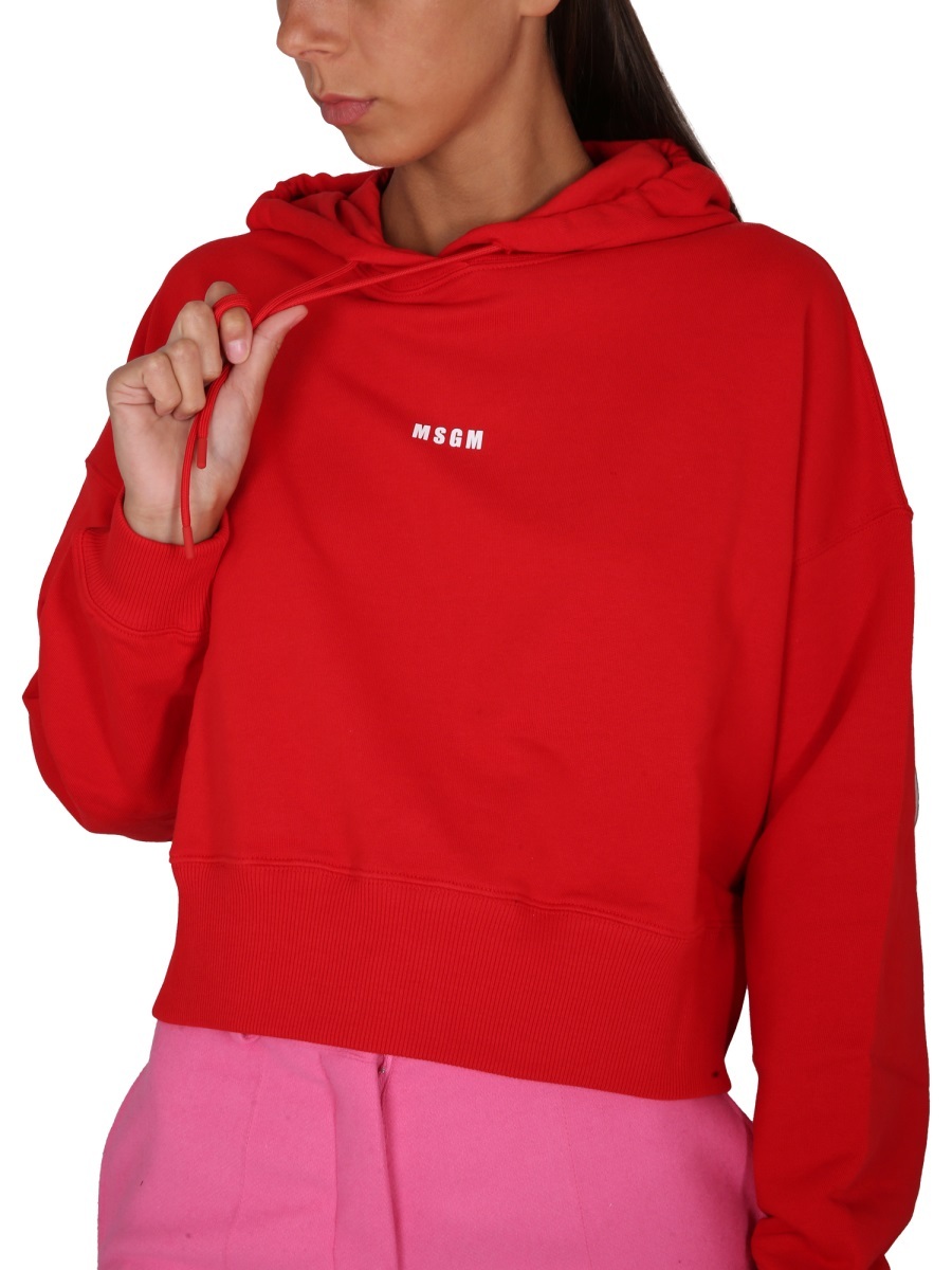 Msgm Logo-print Oversized Hoodie In Red