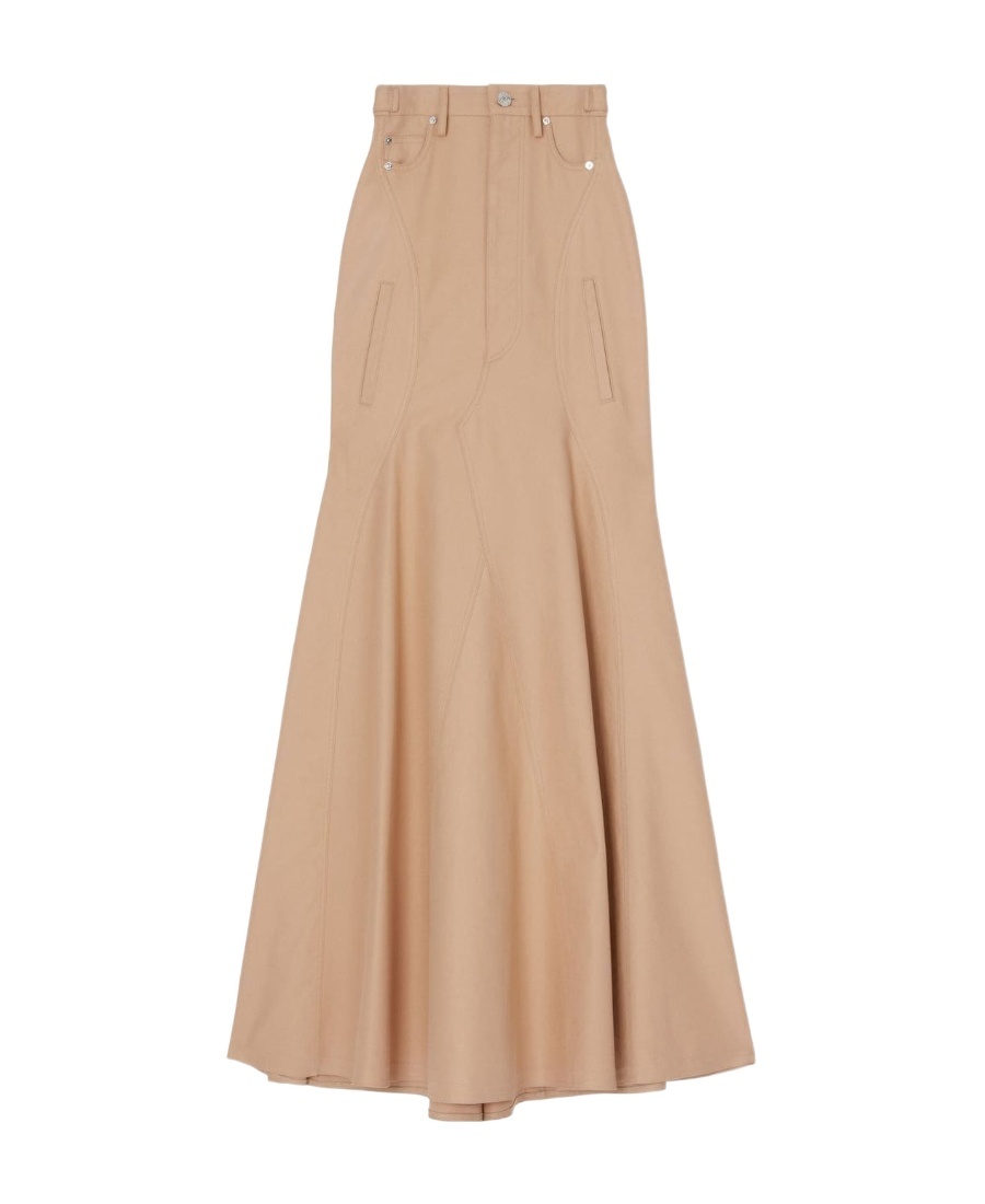 Burberry Button-closure Maxi Skirt With Flattering Silhouette In Nude