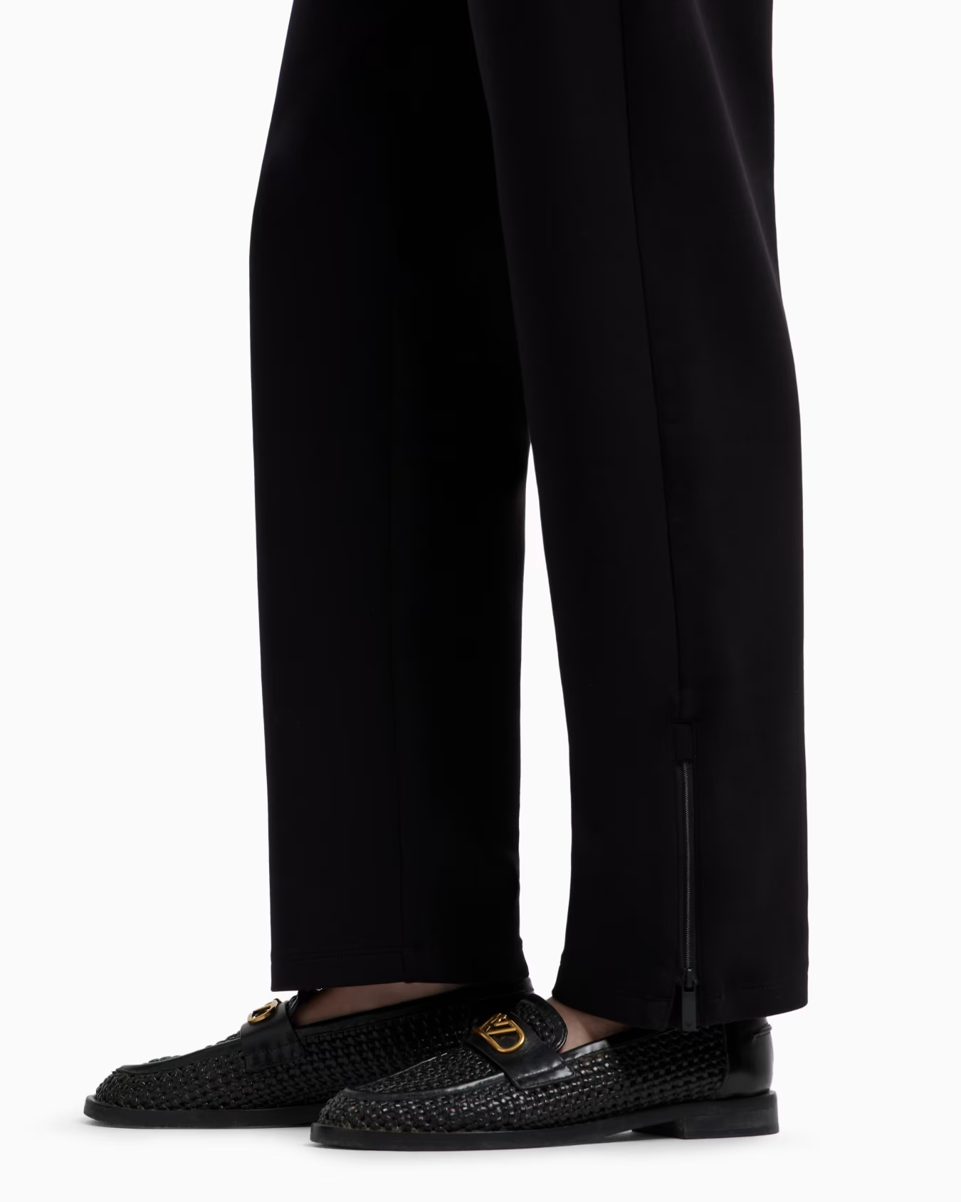 Emporio Armani Travel Essentials Capsule Collection Viscose-blend Trousers With An Embossed Motif In Black