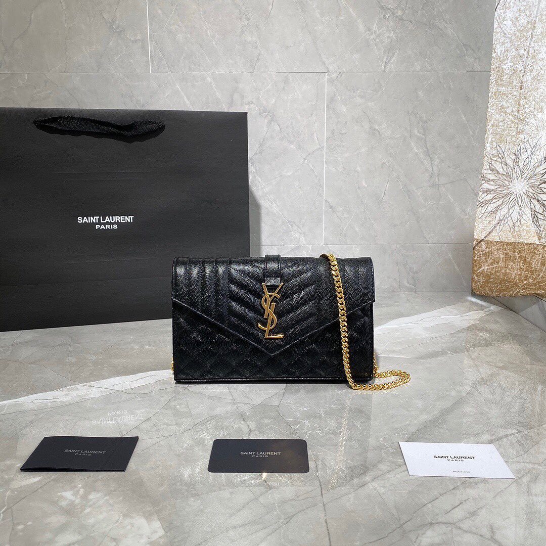 Shop Saint Laurent Small Envelope Crossbody Bag In Black