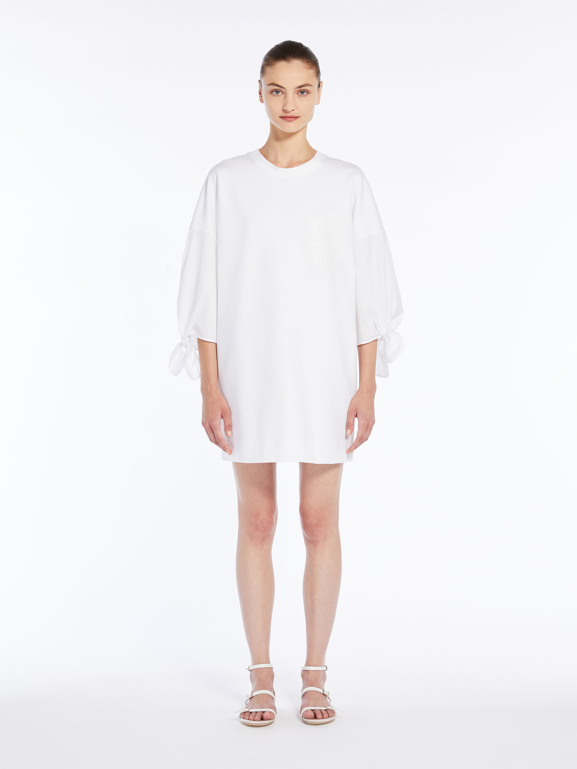 Max Mara Cotton Poplin Lace-up Mini Dress In White