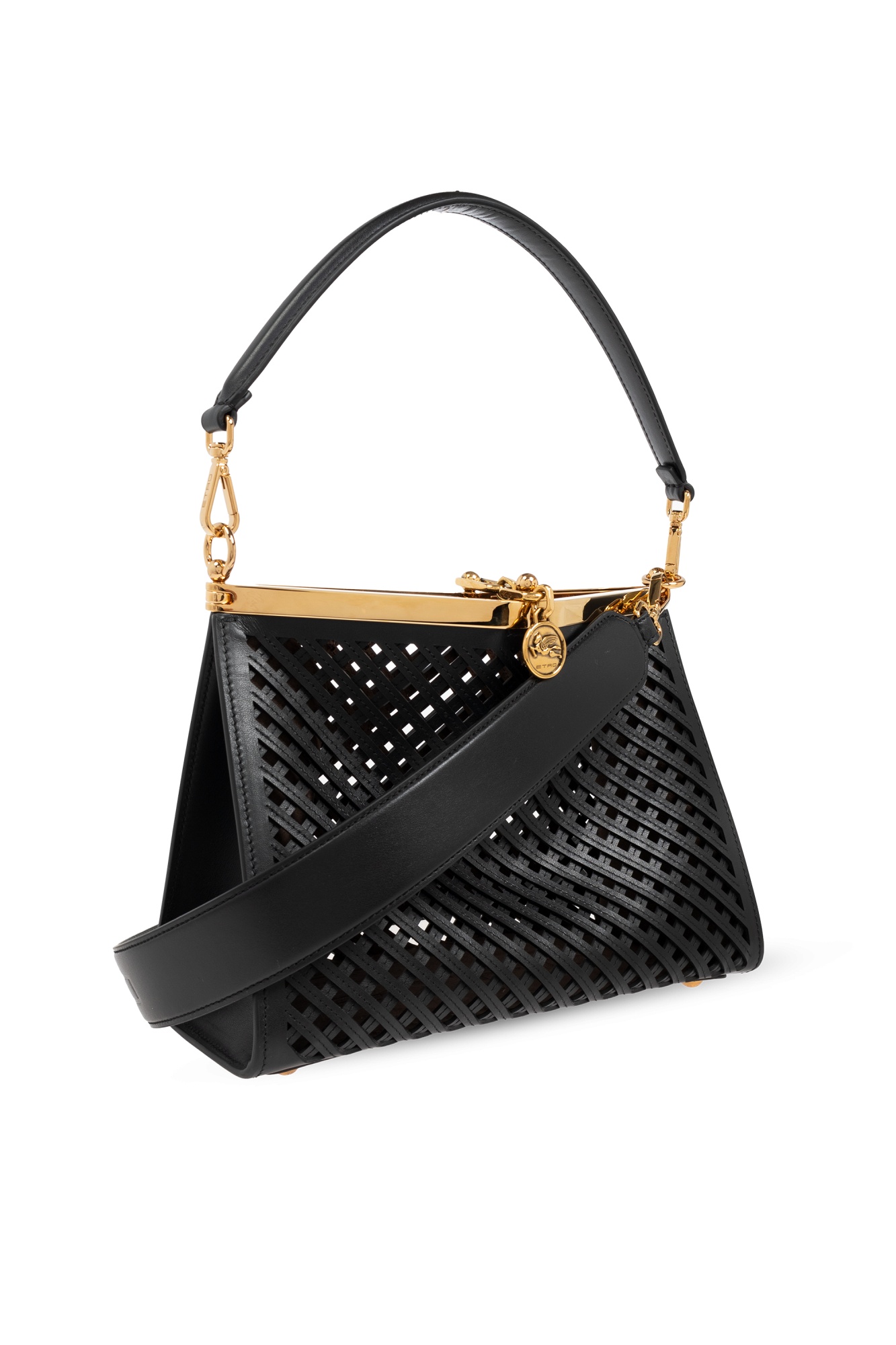 Etro Logo Shoulder Bag In Black