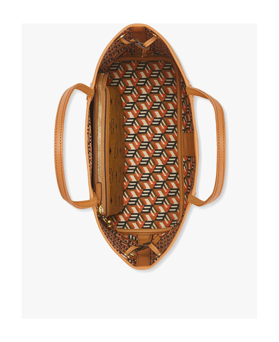 Mcm Liz Small Reversible Visetos Shopper Tote In Brown