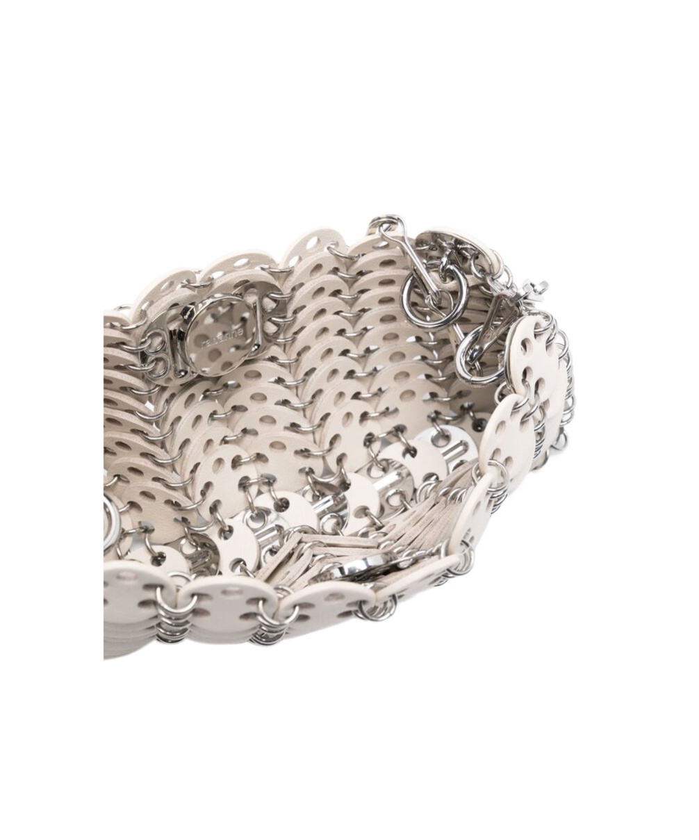 Rabanne Chain Strap Perforated Shoulder Bag In White
