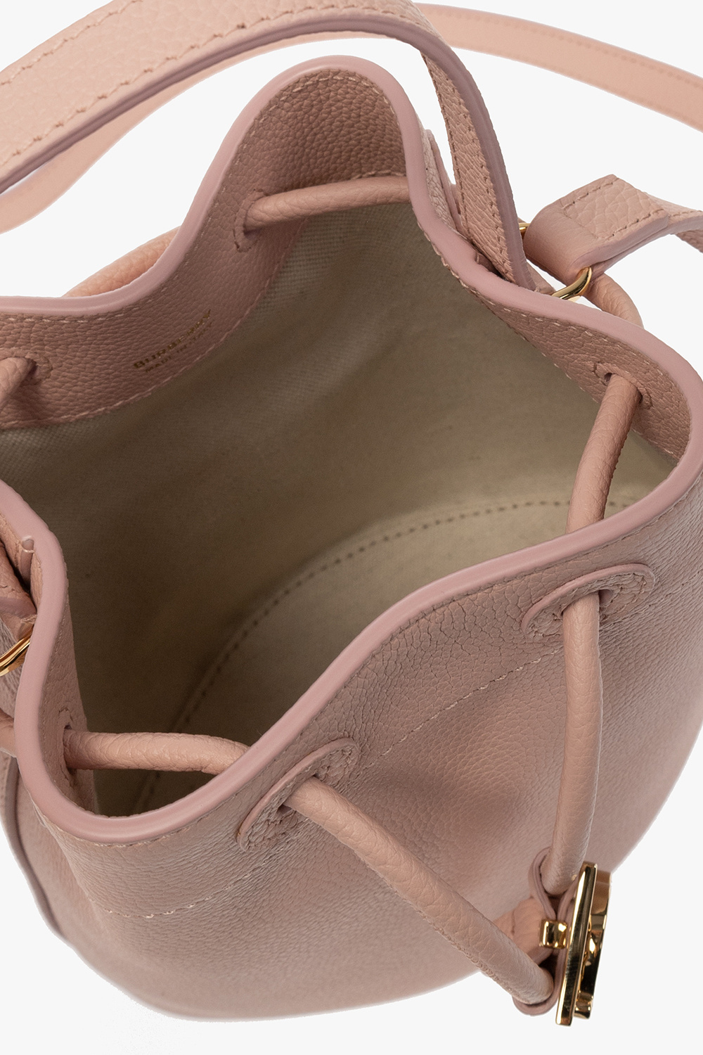 Burberry Mini Tb Leather Bucket Bag In Pink