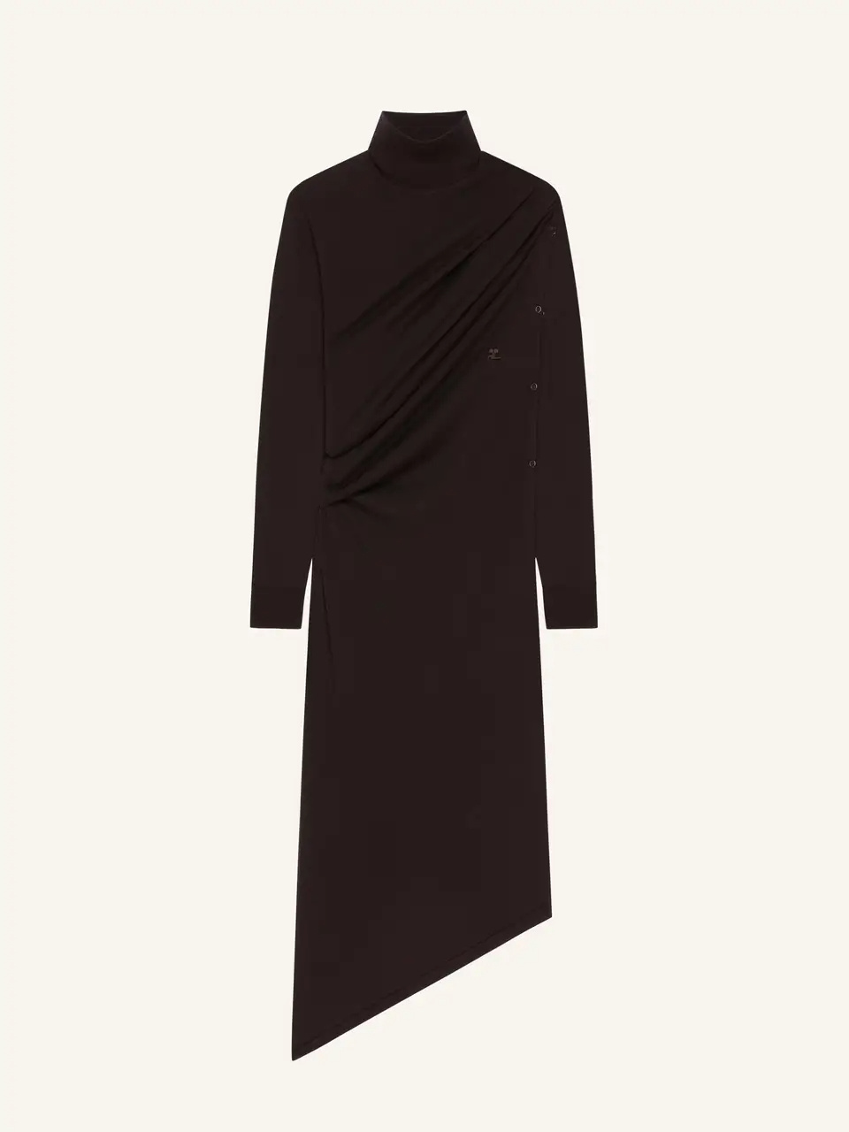 Courrèges Asymmetrical Turtleneck Dress In Black