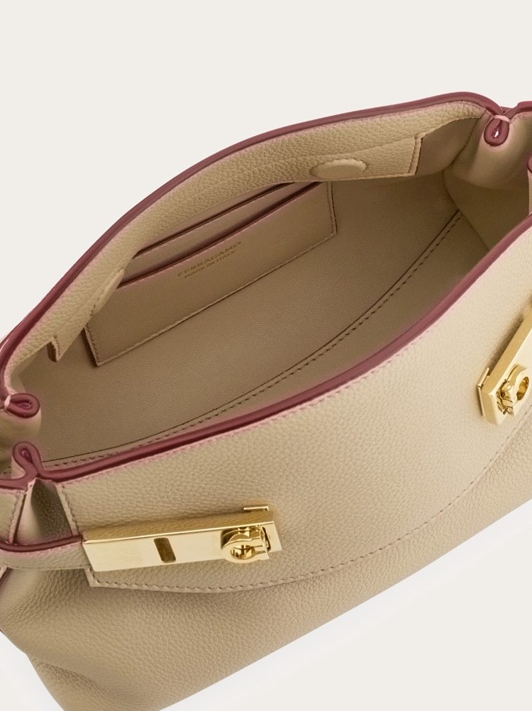 Ferragamo Hug Soft Crossbody Bag (xs) In Stone