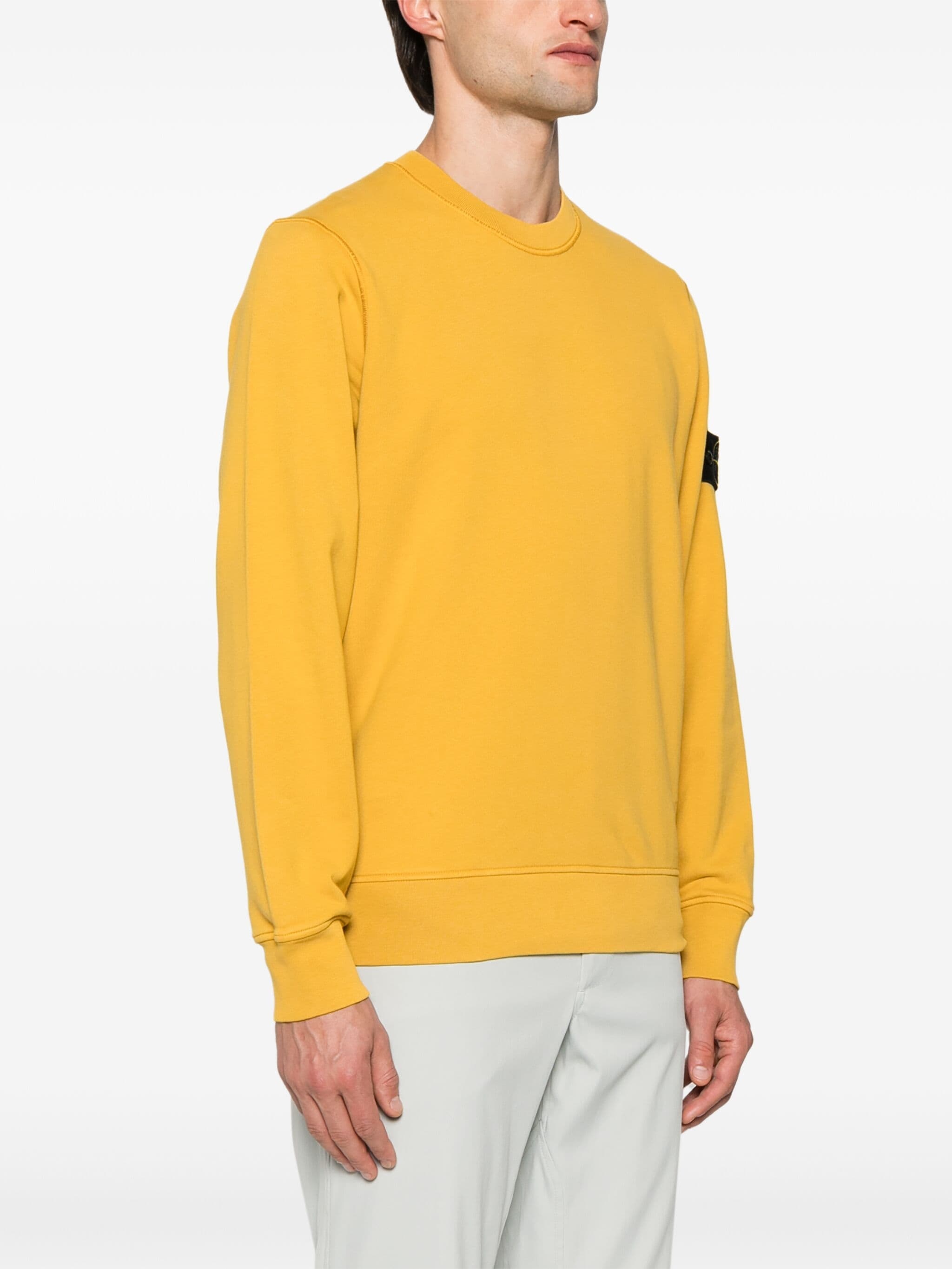 Stone Island Compass-badge Cotton Jumper In Yellow