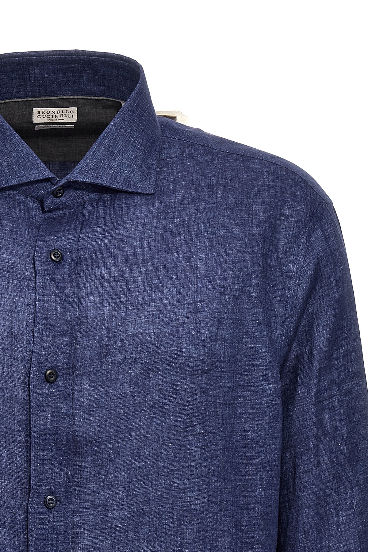 Brunello Cucinelli Buttoned-up Linen Shirt In Blue