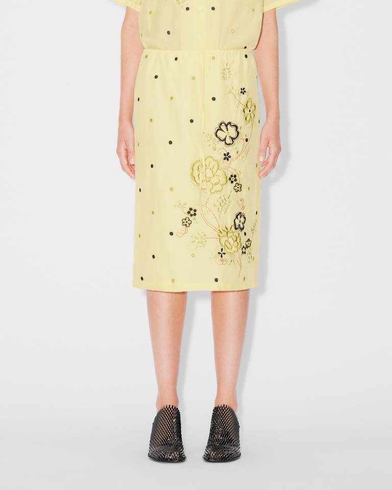 Kenzo Peonies Midi Skirt In Yellow