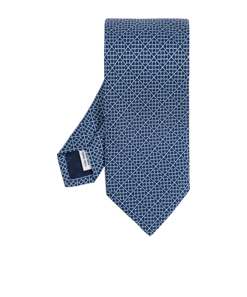 Ferragamo Pattern Tie In Blue