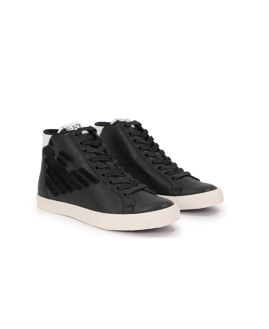 Ea7 Logo Strapped Casual Sneakers In Black