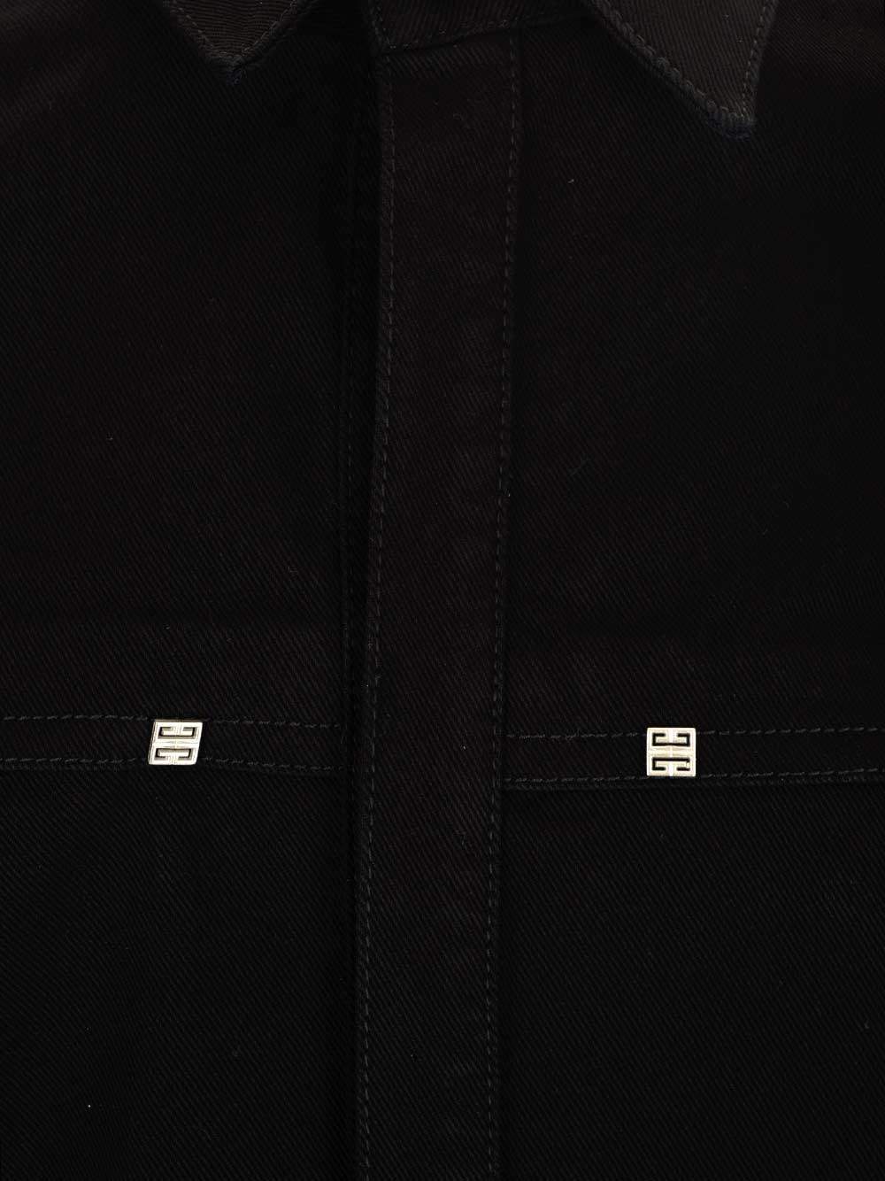 Givenchy 4g Rivet Long Sleeved Denim Shirt In Black