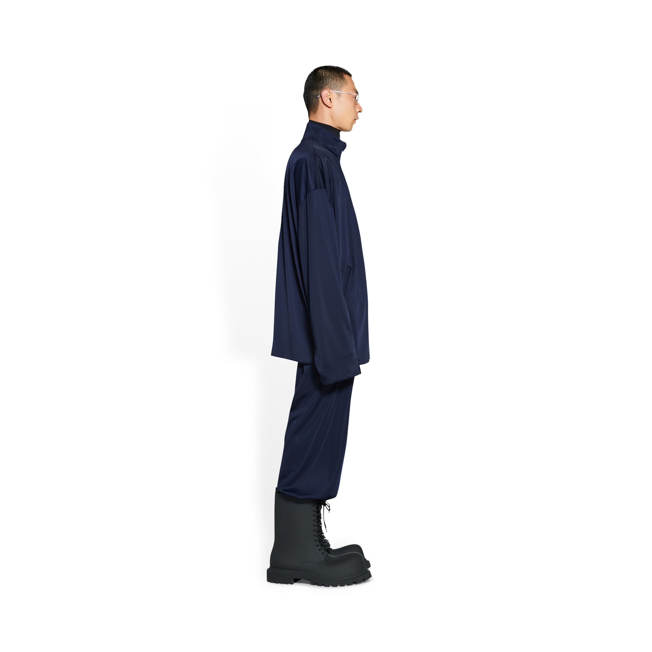 Balenciaga Roll-neck Zip Jacket In Blue