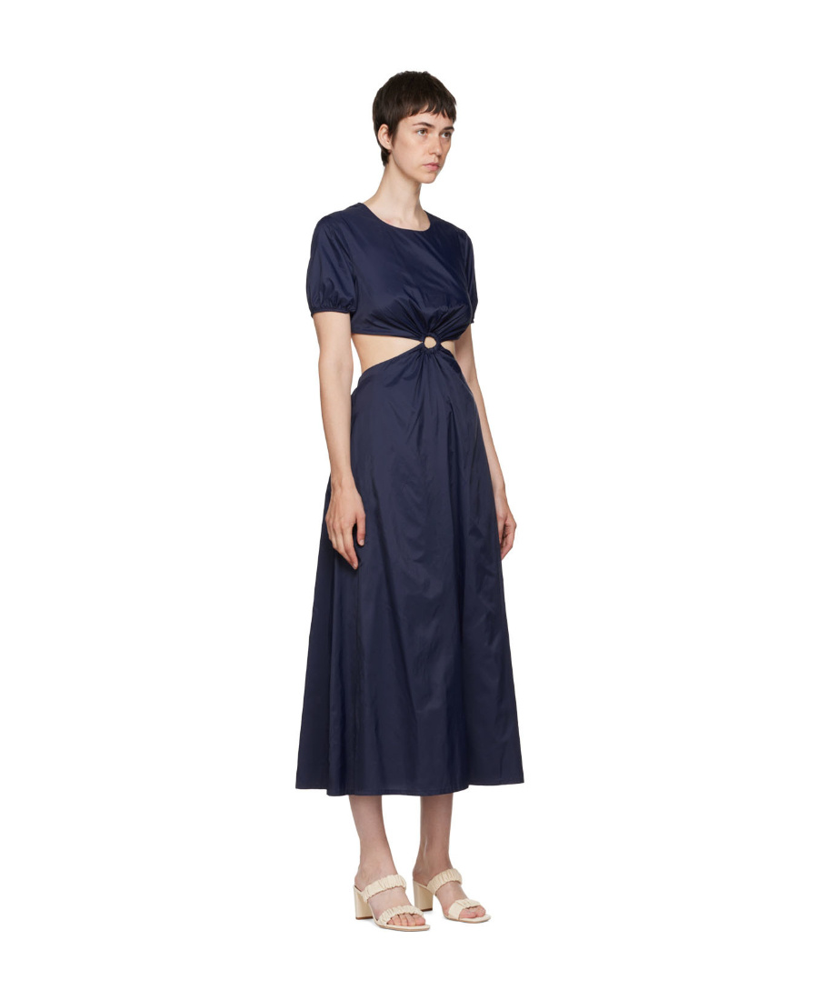 Staud Navy Calypso Midi Dress In Black