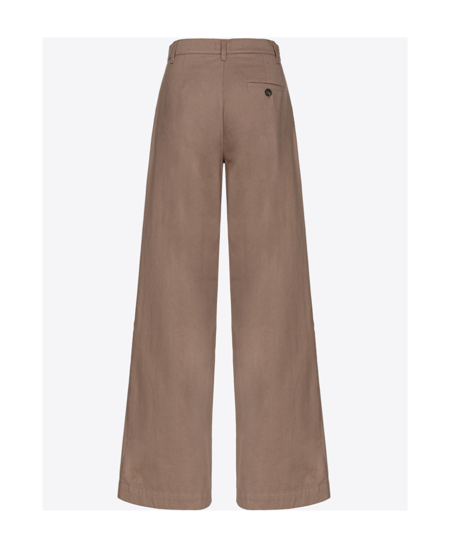 Pinko Wide-leg Cotton Trousers In Brown