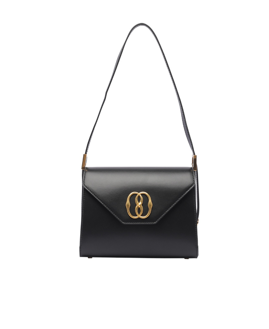 Bally Logo Plaque Foldover-top Shoulder Bag In Black