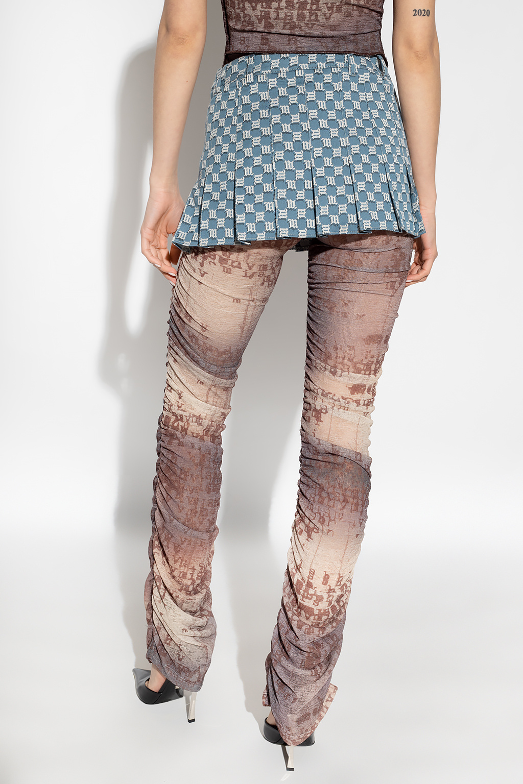 Misbhv Monogram-print Jacquard Miniskirt In Blue