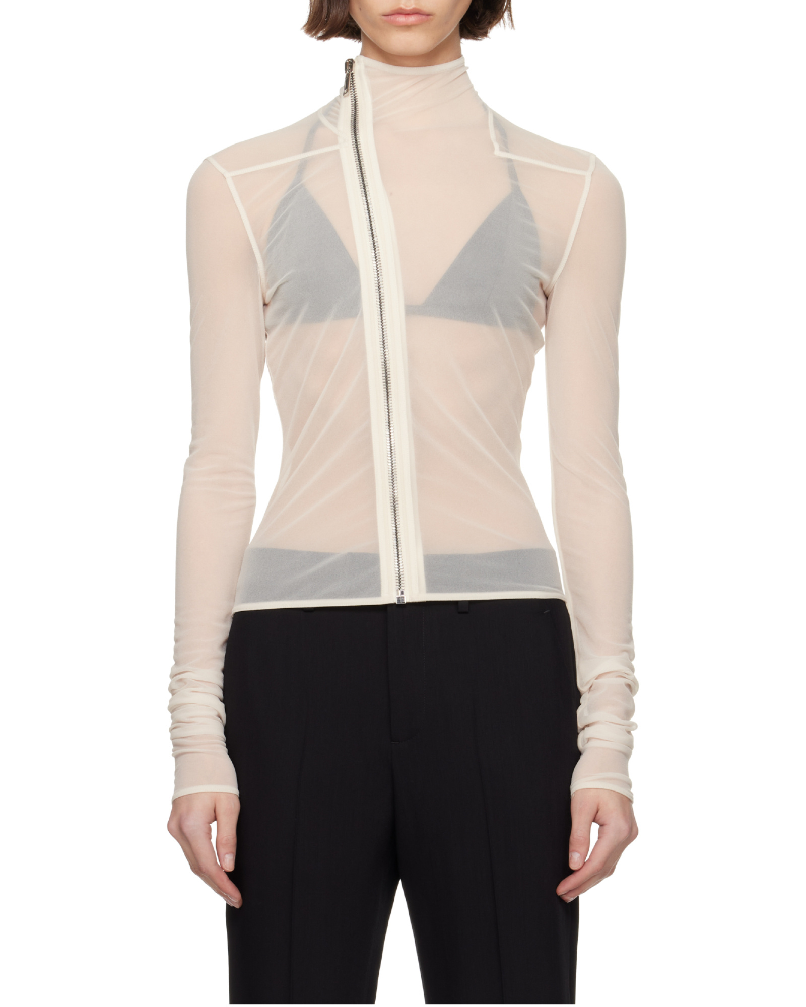 Rick Owens High Collar Long Sleeve Casual Jacket