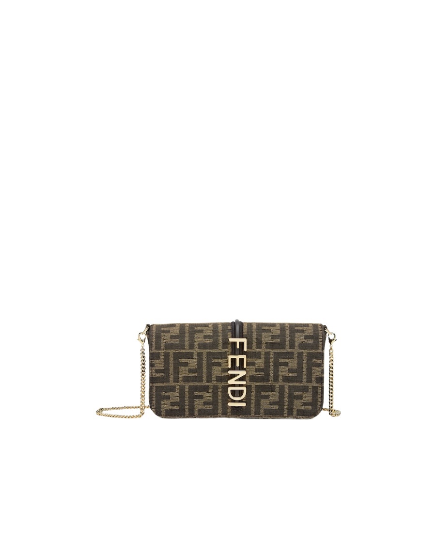 Fendi Brown Ff Fabric Wallet In Brown