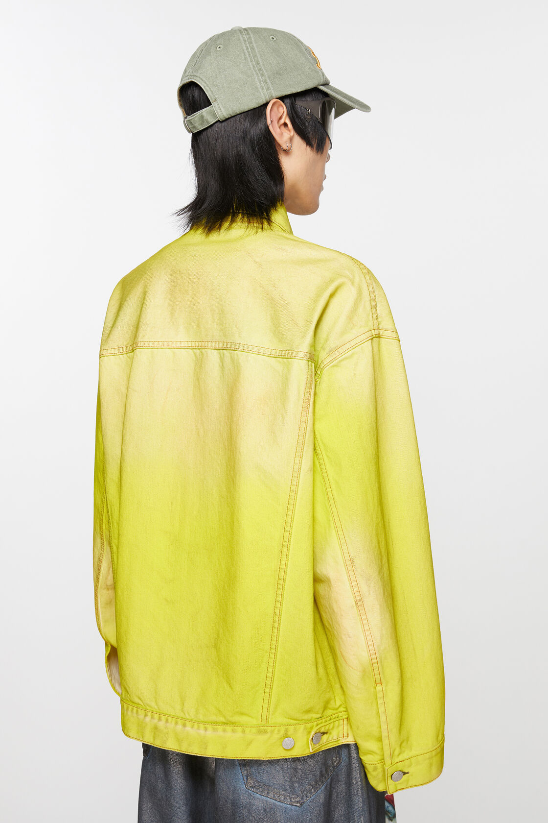Acne Studios Distressed Denim Jacket In Yellow