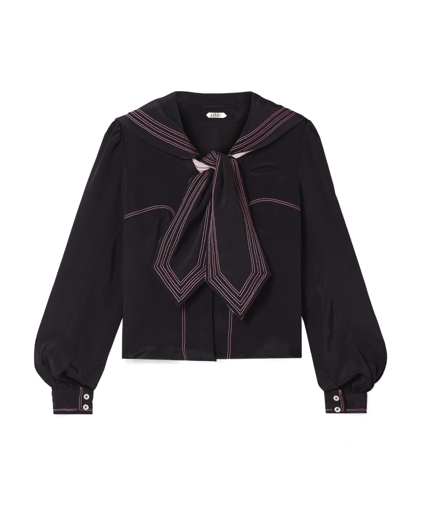 Bode Silk Seafarer Mini Shirt For Women In Black