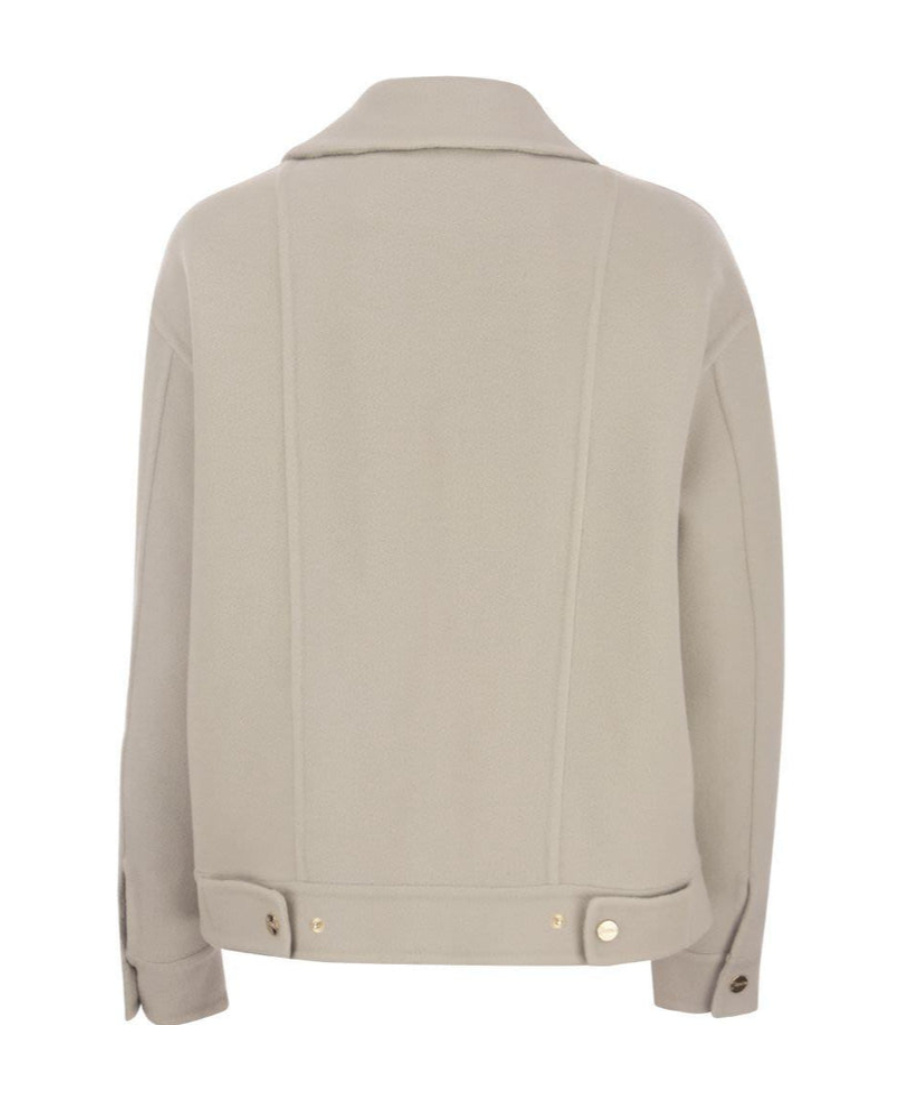 Herno Biker Jacket In Virgin Wool In Nude