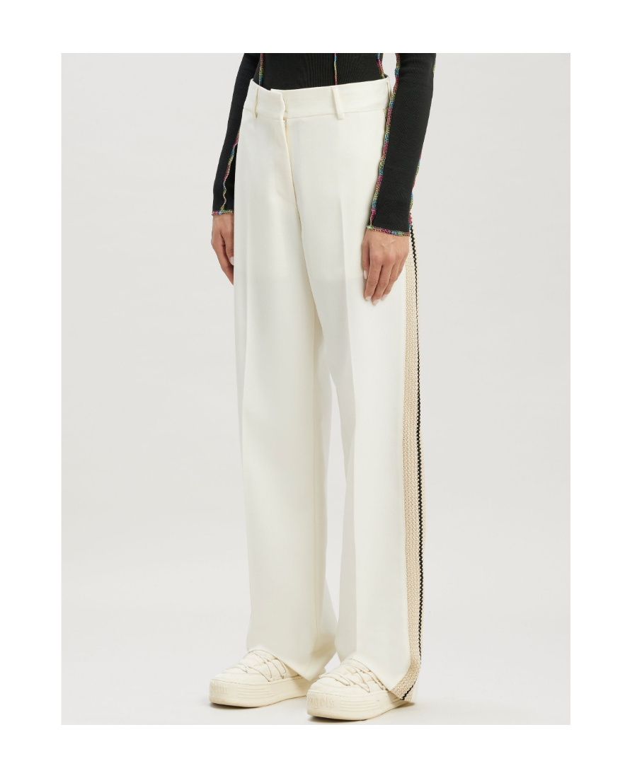 Palm Angels Side-stripe Trousers In White