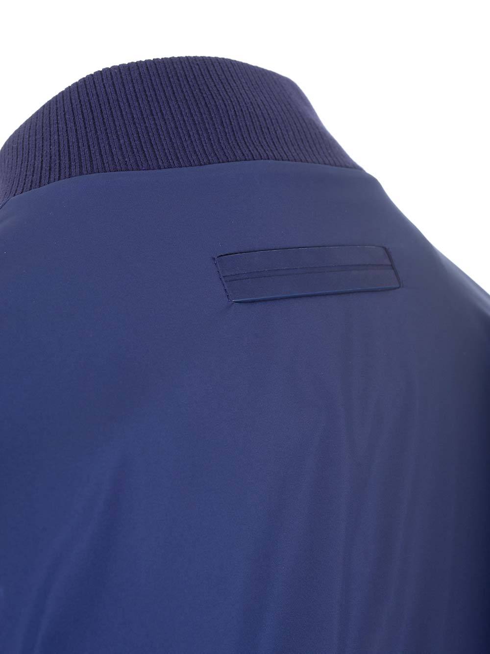 Zegna Zip-up Bomber Jacket In Blue
