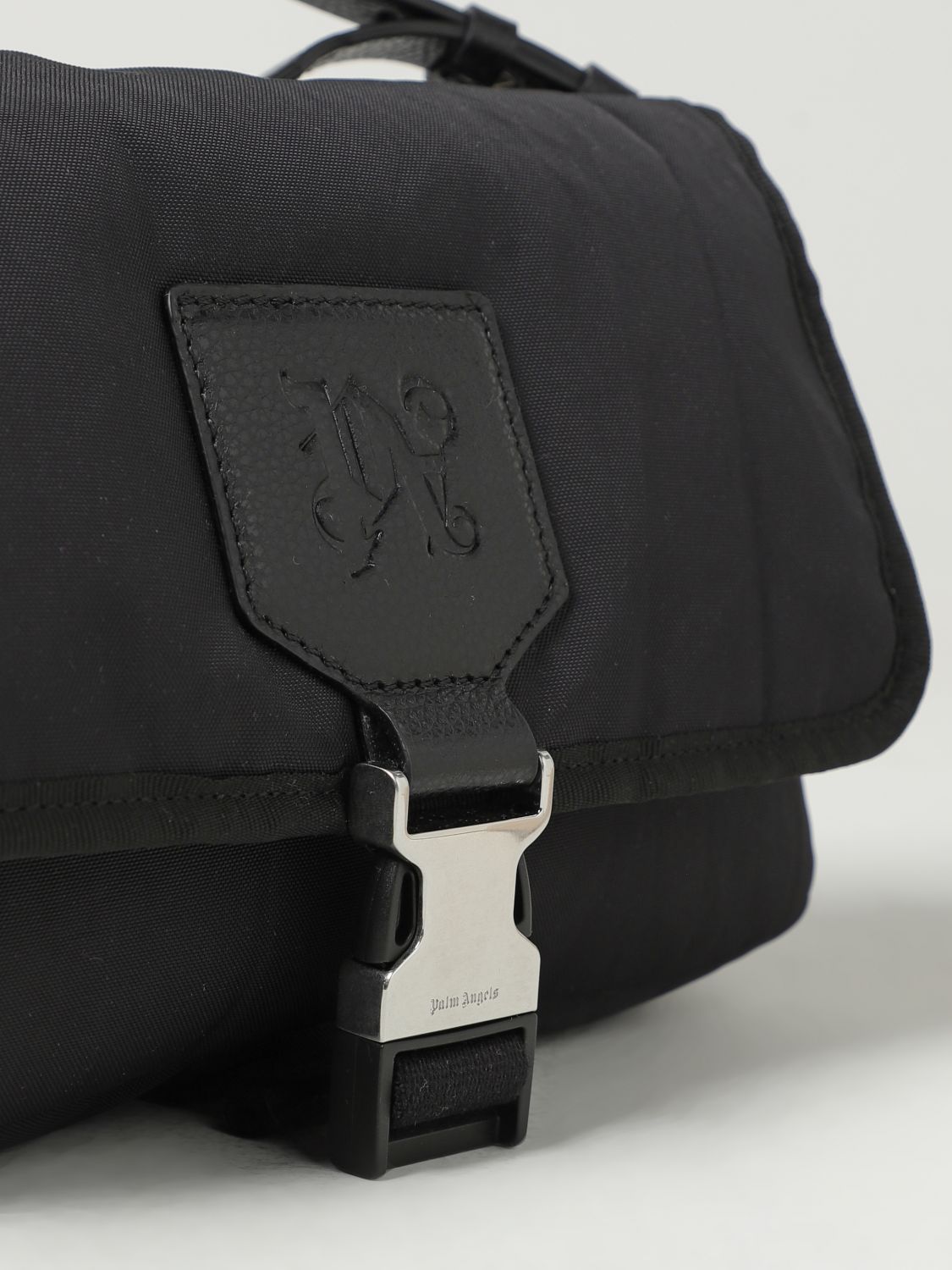 Palm Angels Monogram-debossed Shoulder Bag In Black